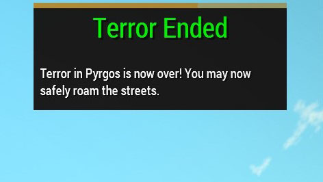 The in-game message informing players the Terror has concluded