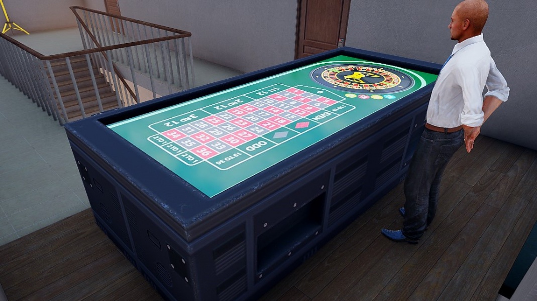 The roulette table on the second floor of the casino.