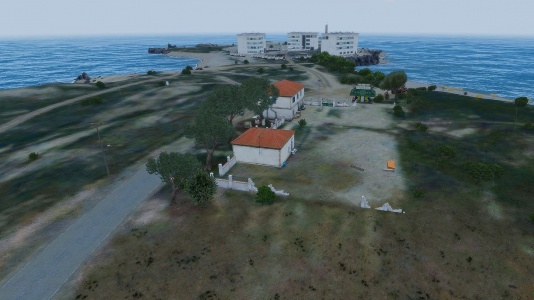 The front of the Bank of Altis from far