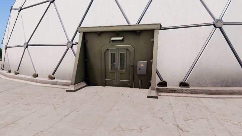 The dome door where the blasting charge must be placed.