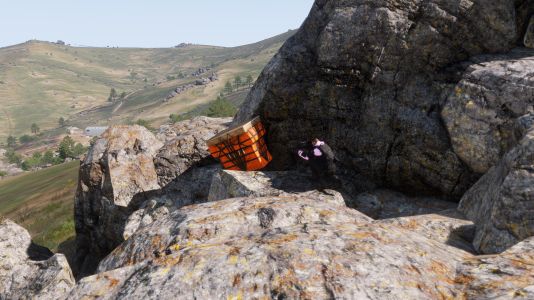 A lucky inhabitant of the island taking advantage of the airdrop.