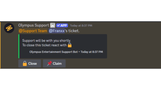 Click Claim to claim the ticket