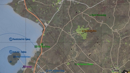 Map location of diamond mine.