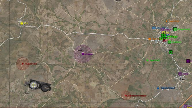 The map location of the art gallery, just east of Athira.