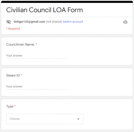 Civilian Council Absence Request